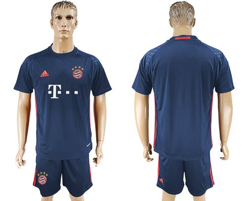Bayern Munchen Blank Dark Blue Goalkeeper Soccer Club Jersey - Click Image to Close